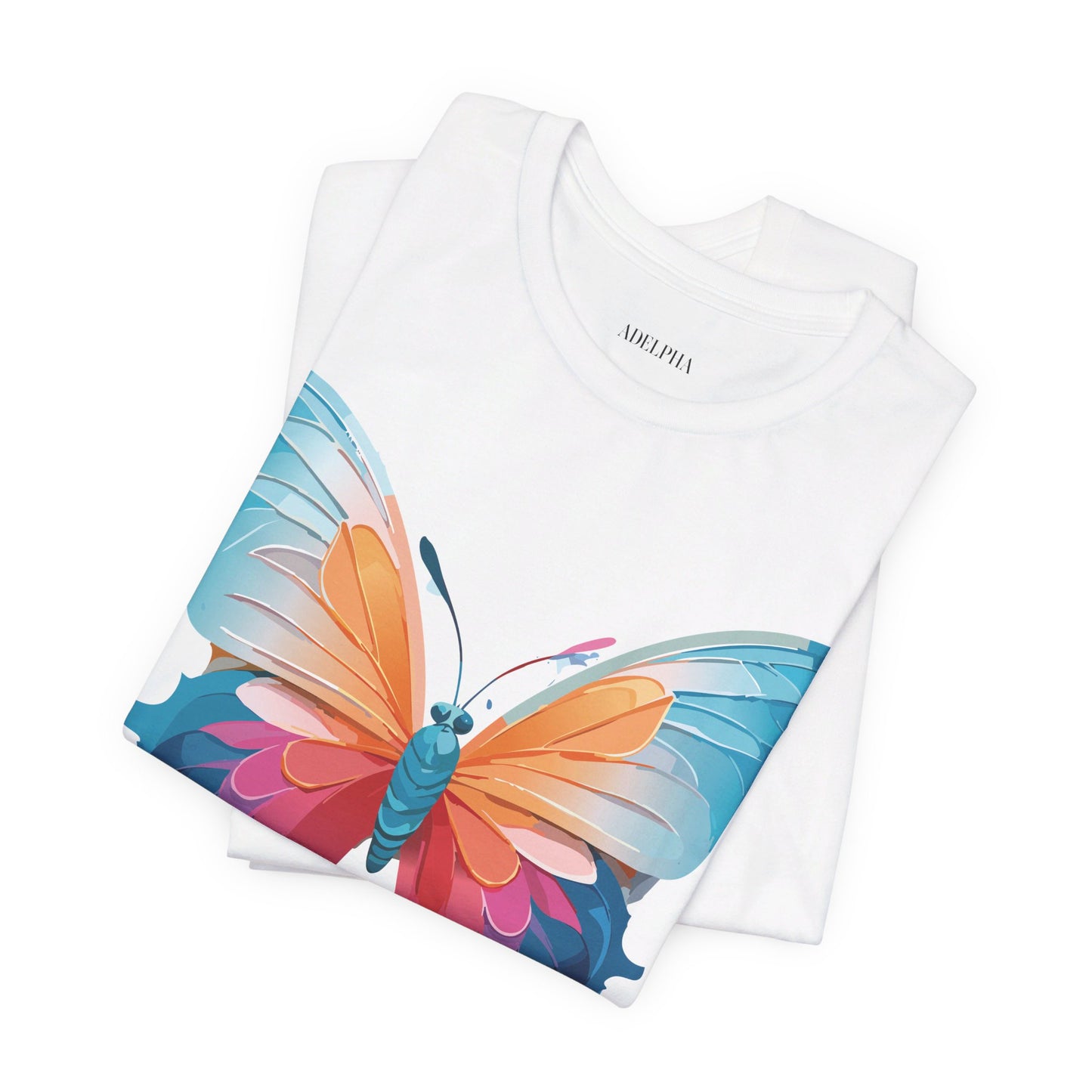 Natural Cotton Tee Shirt with Butterfly