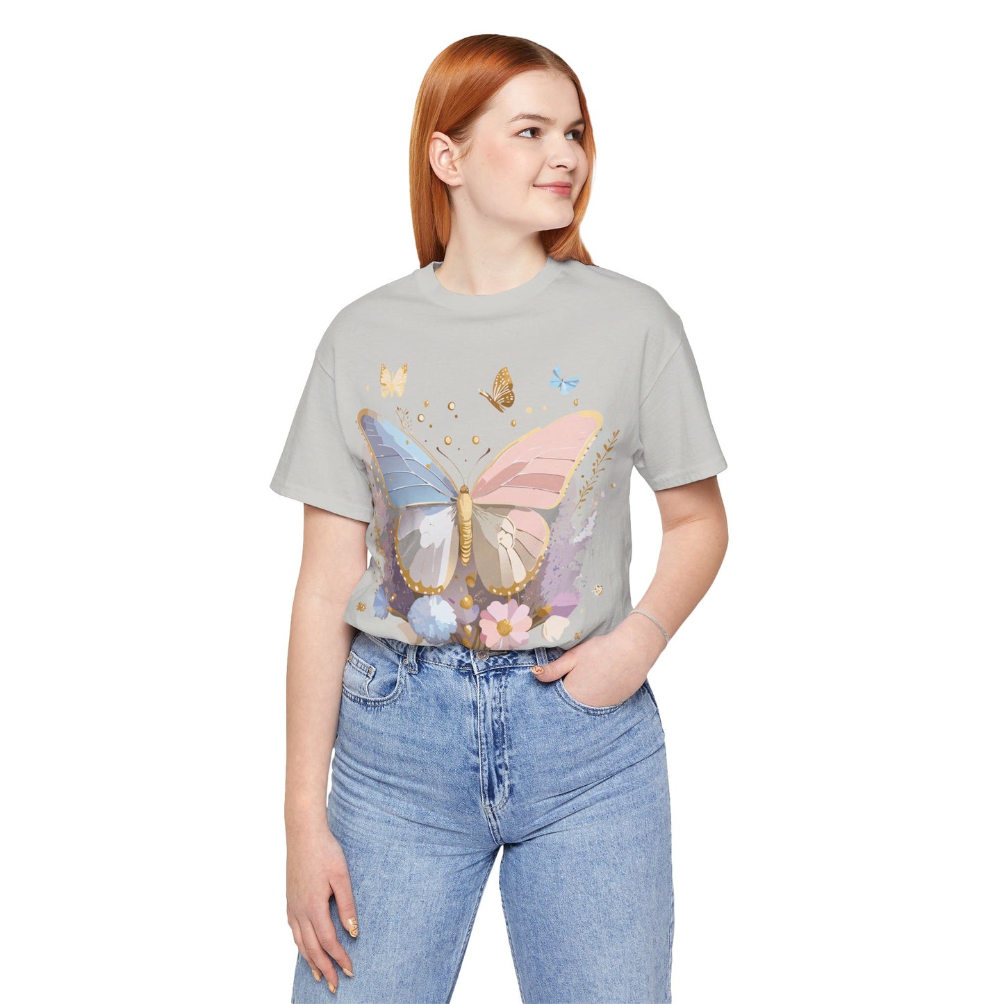 T-shirt en coton naturel avec papillon