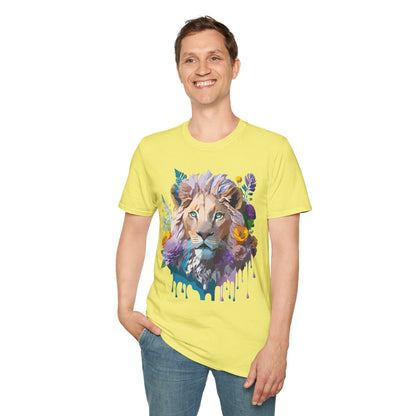 Unisex Lion Shirt Floral Lion Tee Animal Print Tee Gildan 64000