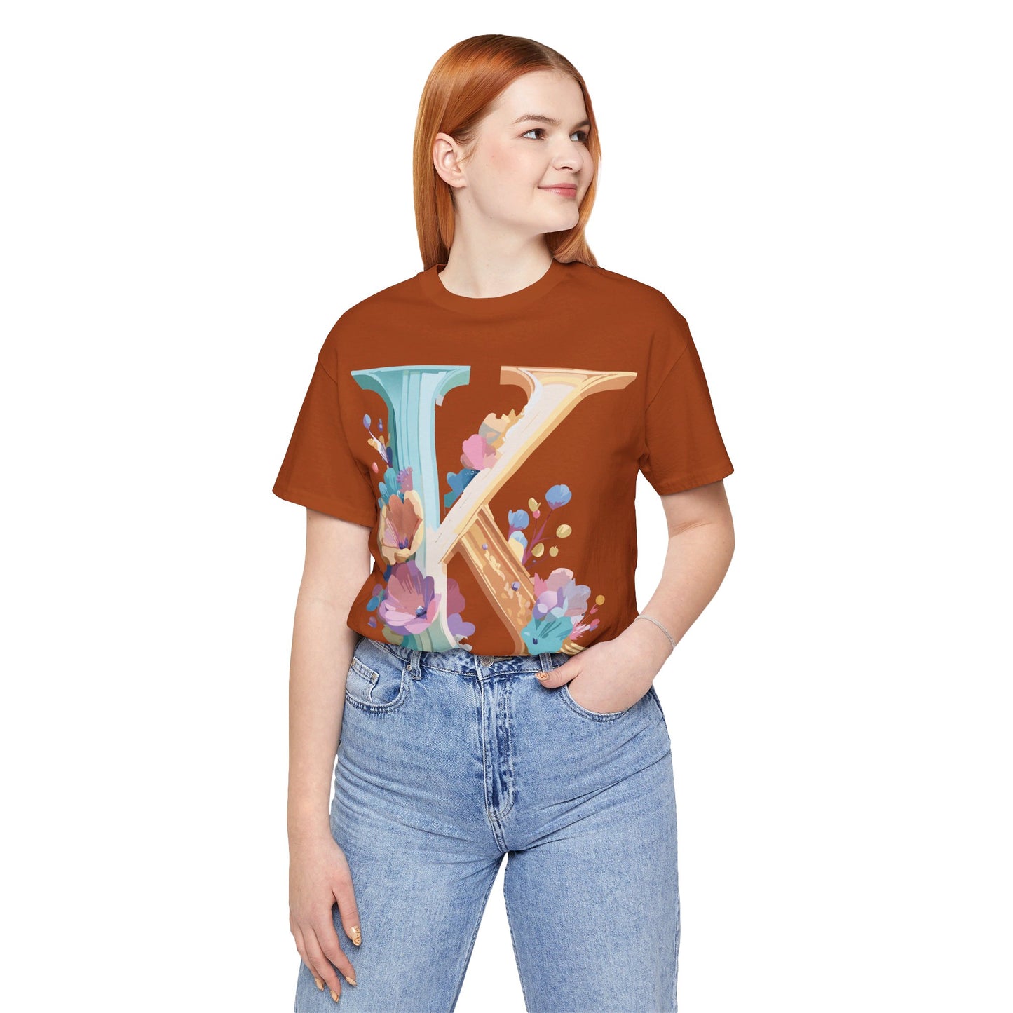 Natural Cotton Tee Shirt - Letters Collection - K