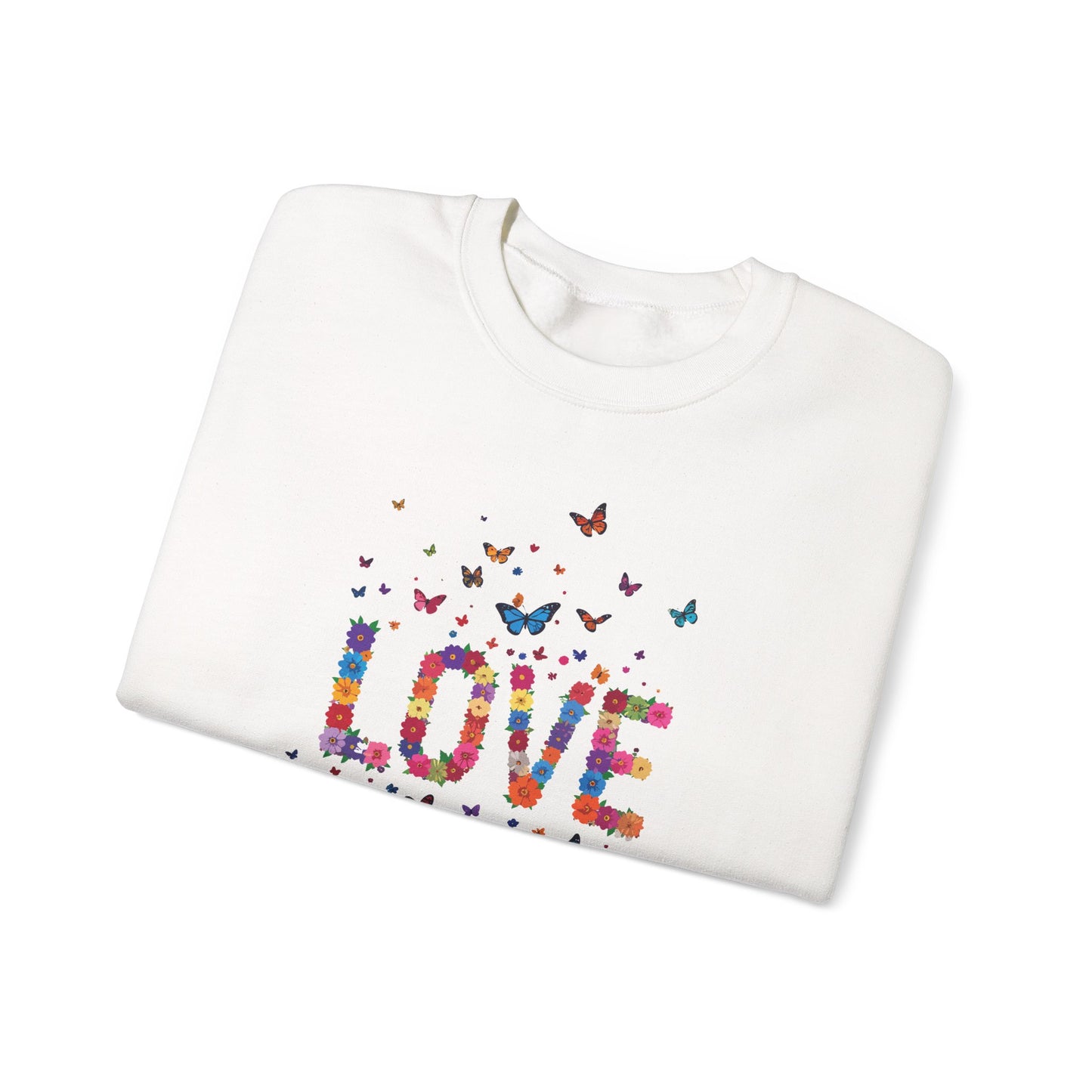 Unisex Floral Love Sweatshirt Fifty Fifty Cotton Poly Valentines Day