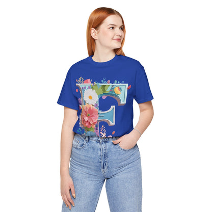 Natural Cotton Tee Shirt - Letters Collection - F Printify