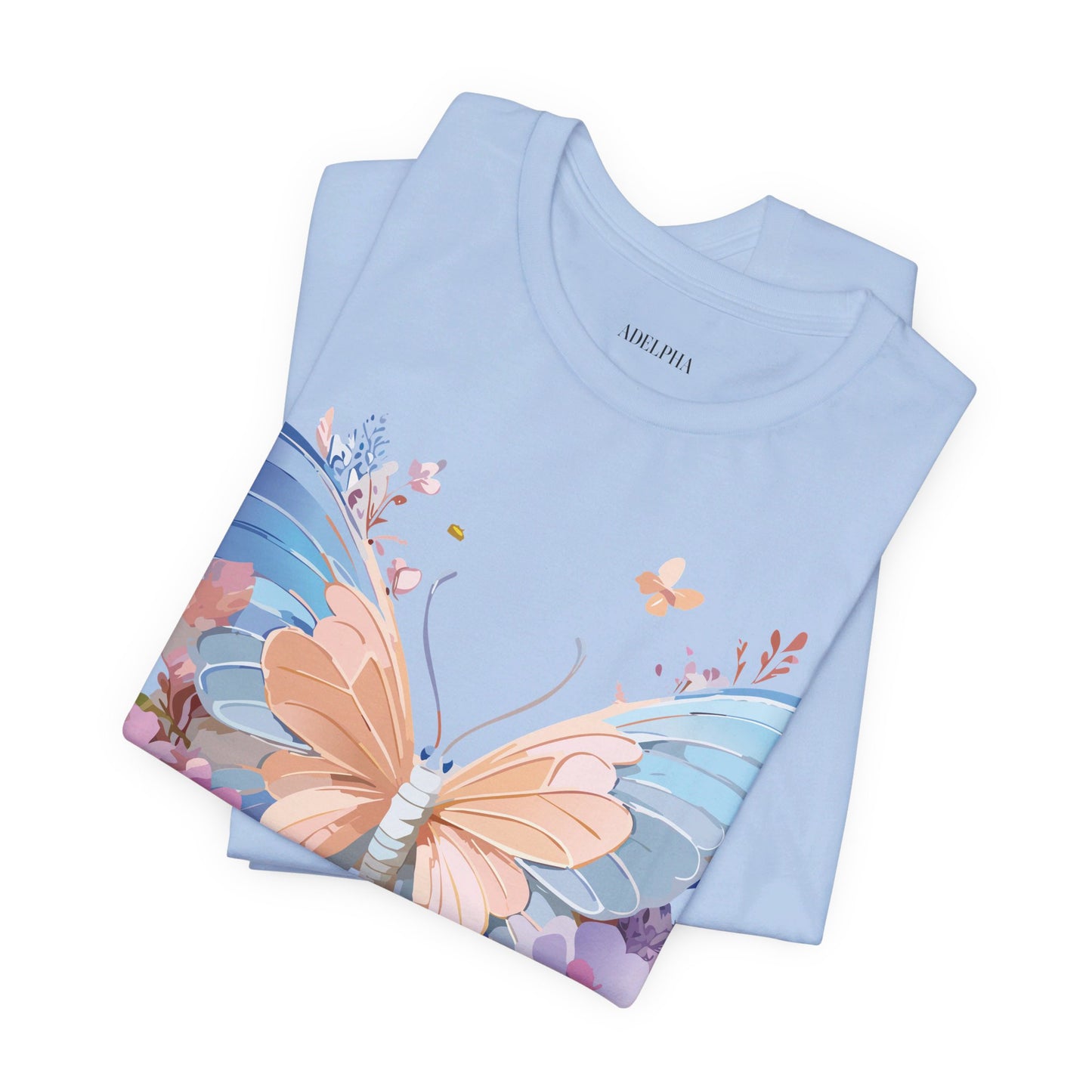 Natural Cotton Tee Shirt with Butterfly