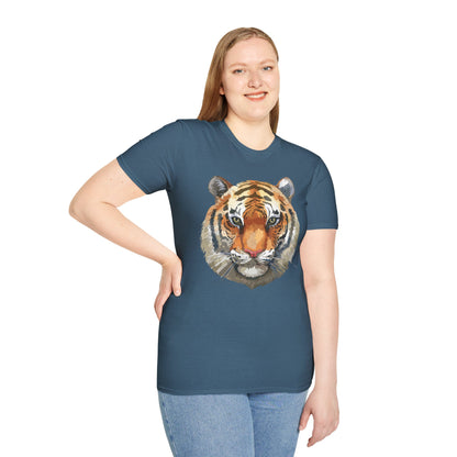 Tiger Print Unisex T Shirt Softstyle 64000 Gildan Ring Spun Cotton Tee