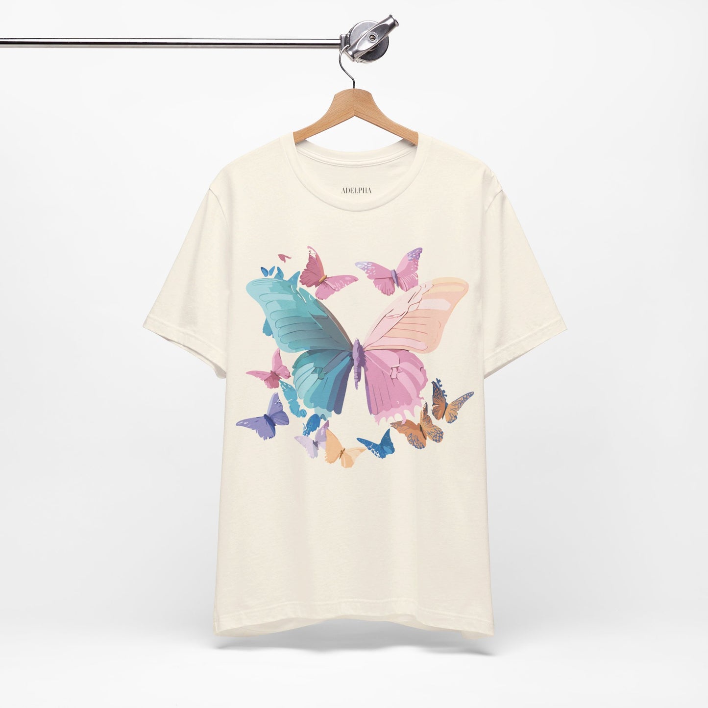 Natural Cotton Tee Shirt with Butterfly