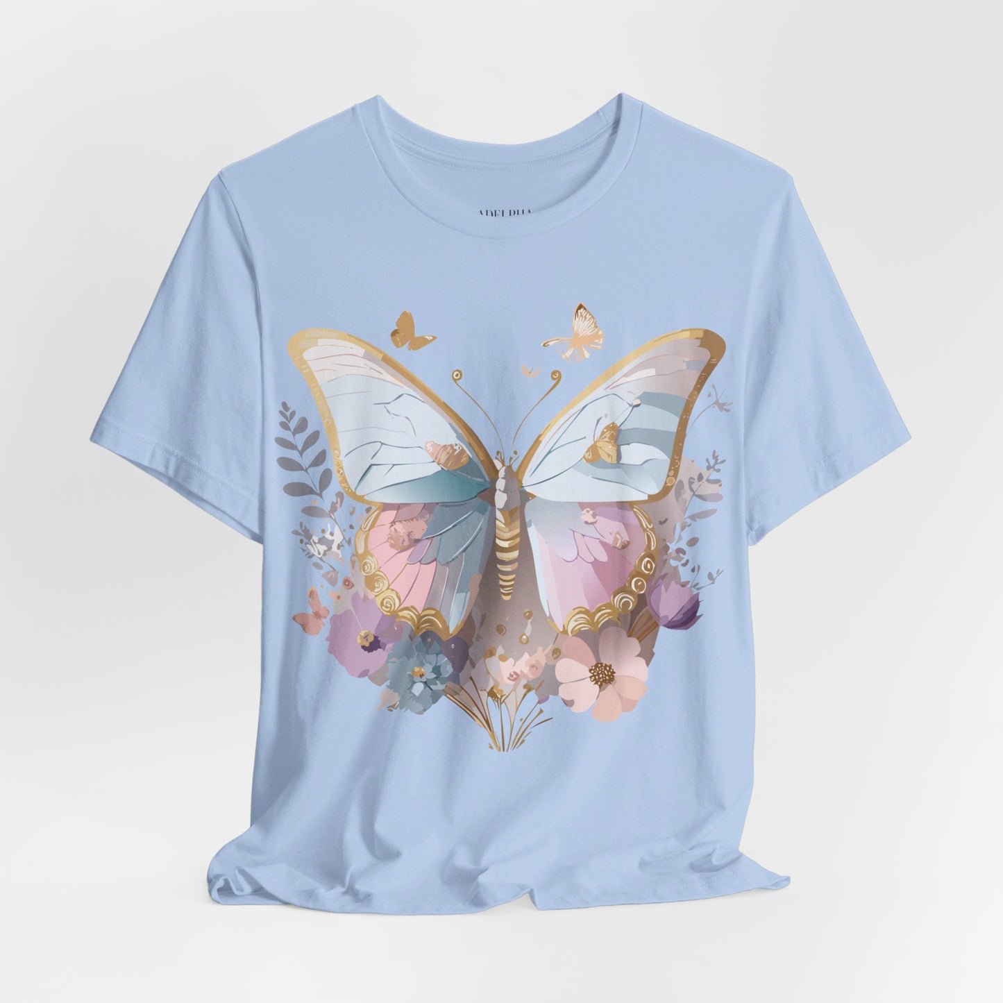 Natural Cotton Tee Shirt with Butterfly