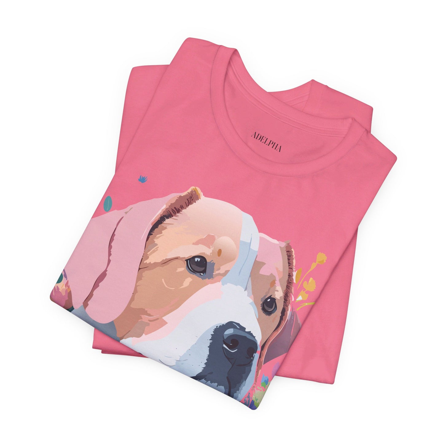 Natural Cotton Tee Shirt with Dog