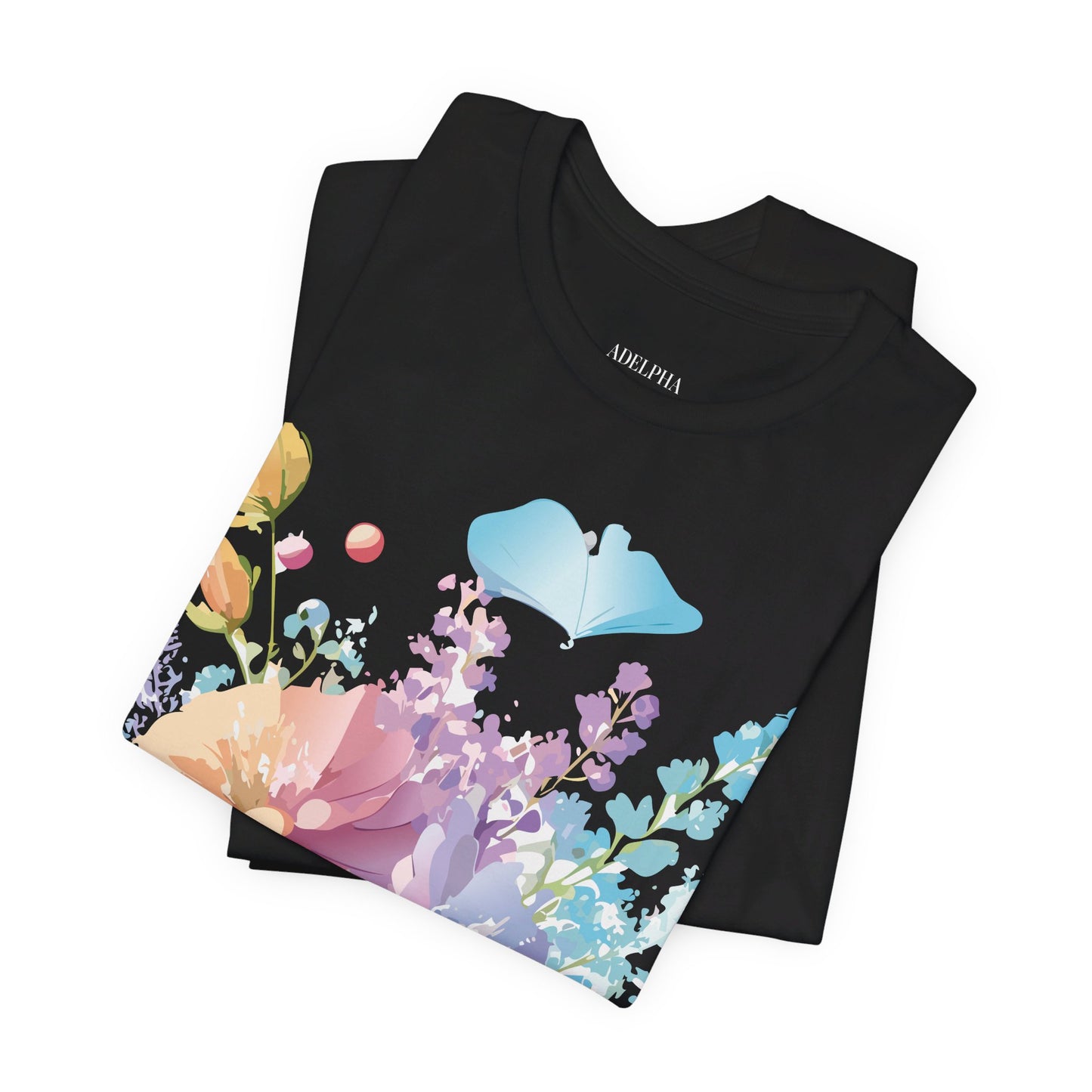 Natural Cotton Tee Shirt with Flowers