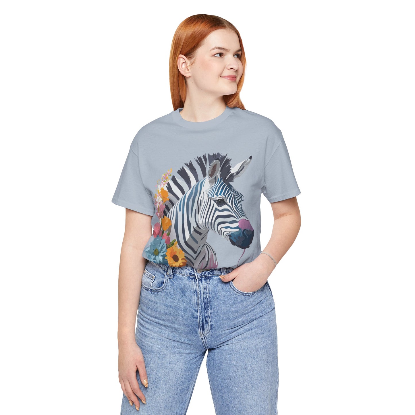 Natural Cotton Tee Shirt with Zebra