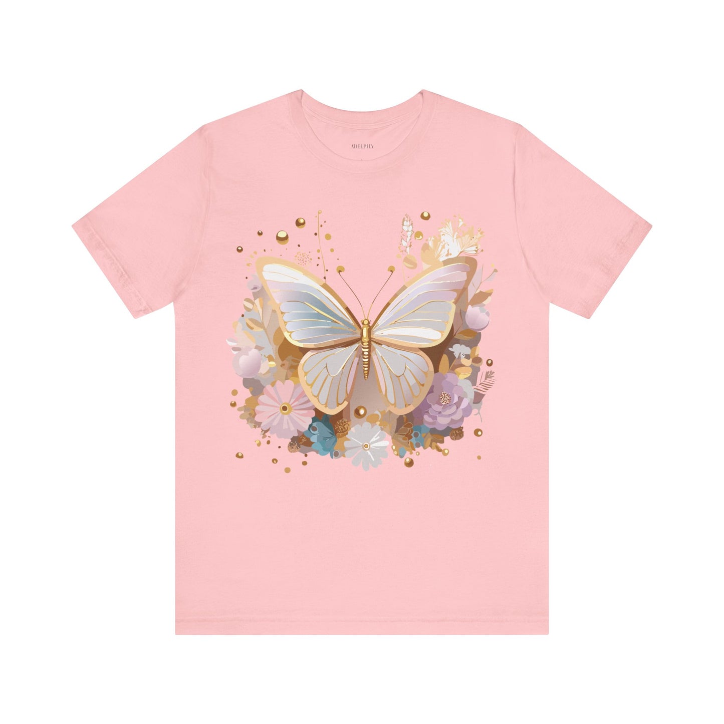 Natural Cotton Tee Shirt with Butterfly