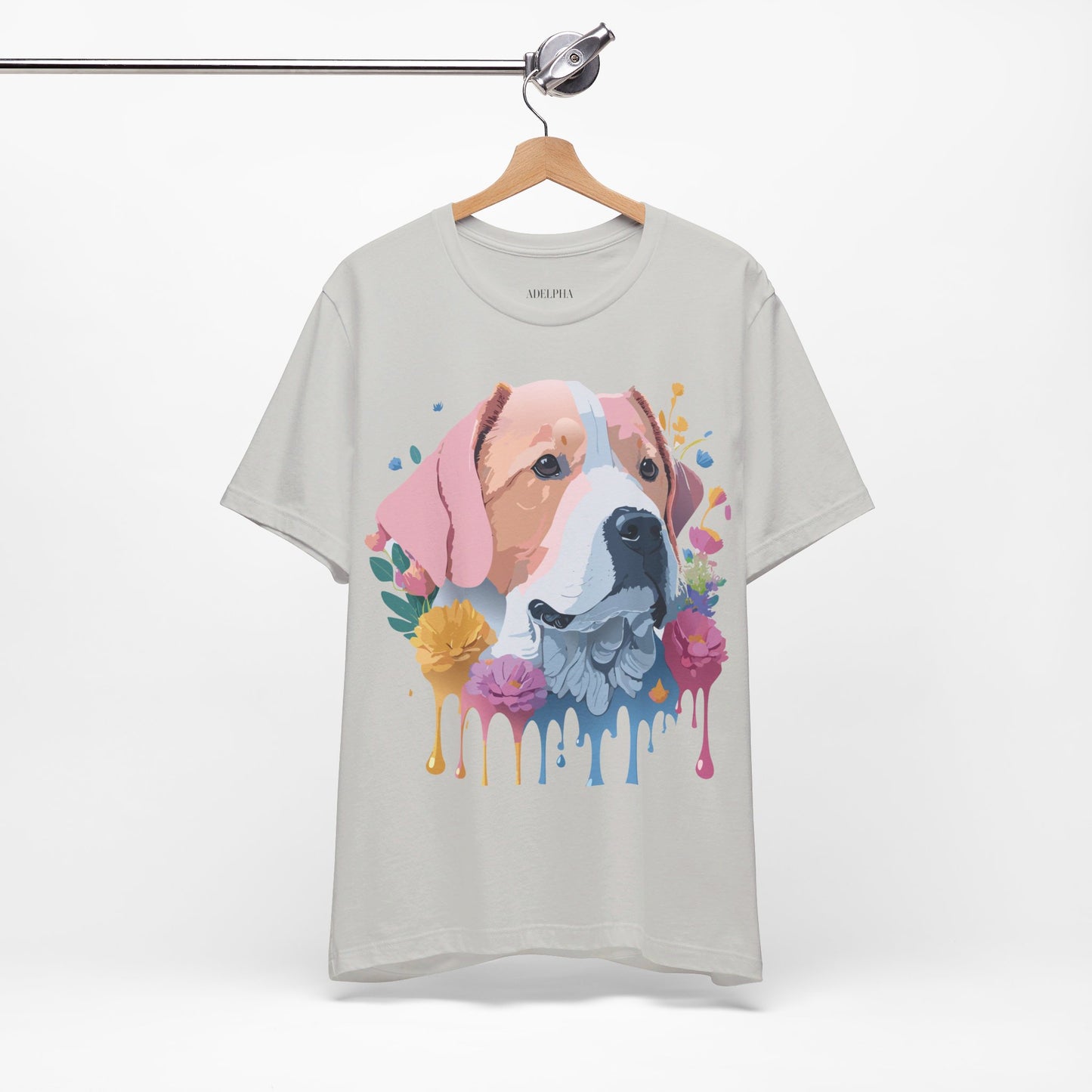 Natural Cotton Tee Shirt with Dog