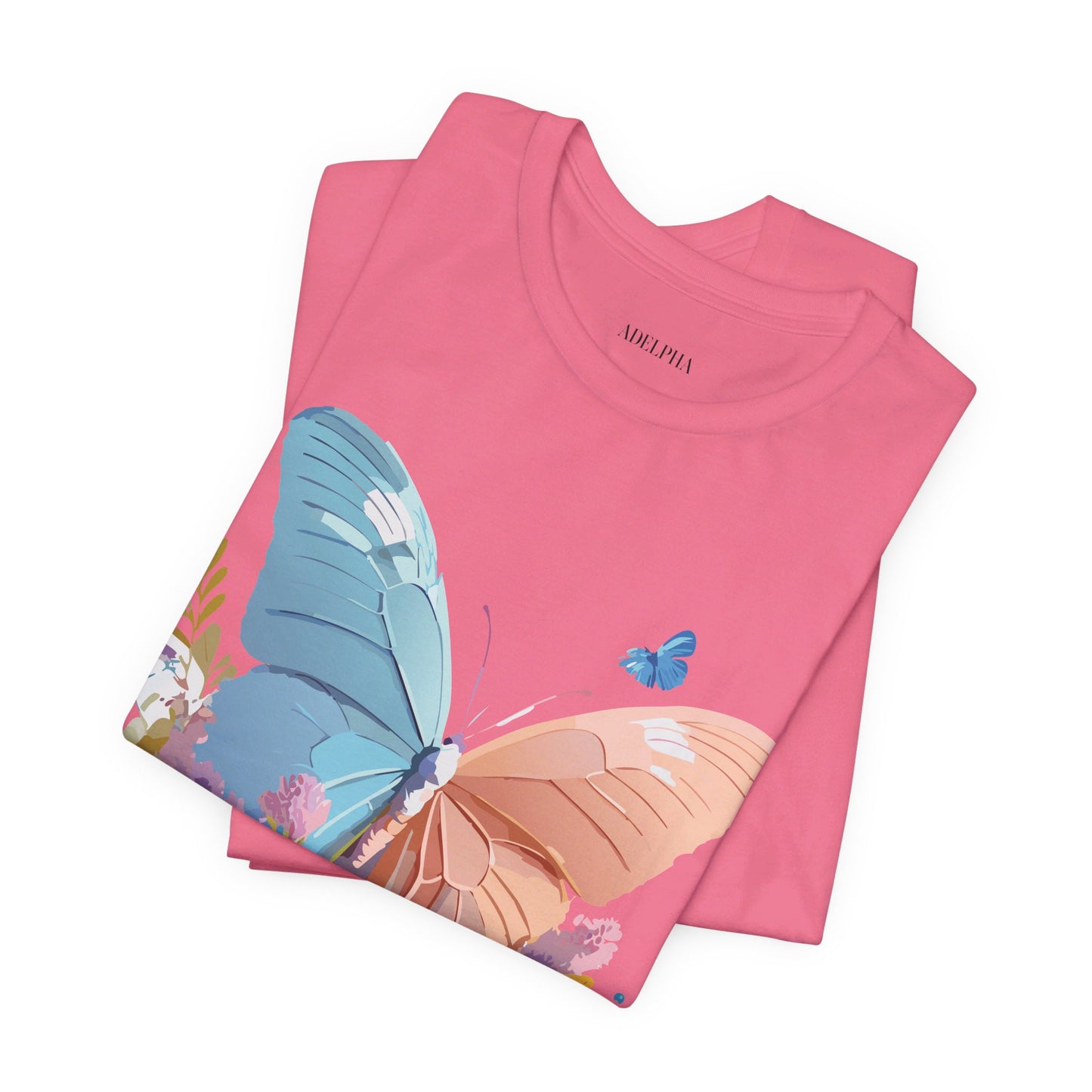 Natural Cotton Tee Shirt with Butterfly