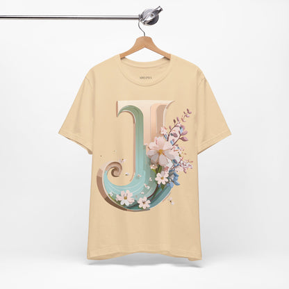 Natural Cotton Tee Shirt - Letters Collection - J Printify