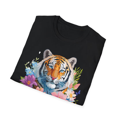 Tiger Print Unisex Softstyle T Shirt 100 Percent Ring Spun Cotton Tee
