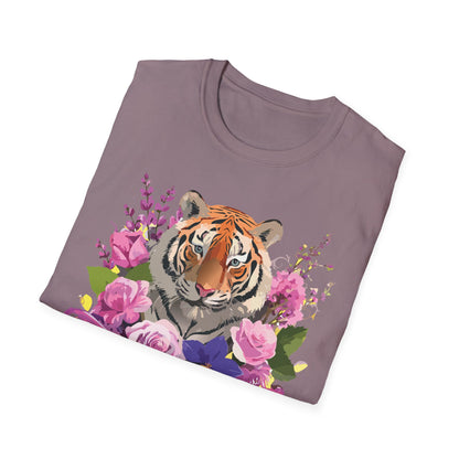 Tiger Print Shirt Unisex Animal Tee Softstyle Gildan 64000 Cotton
