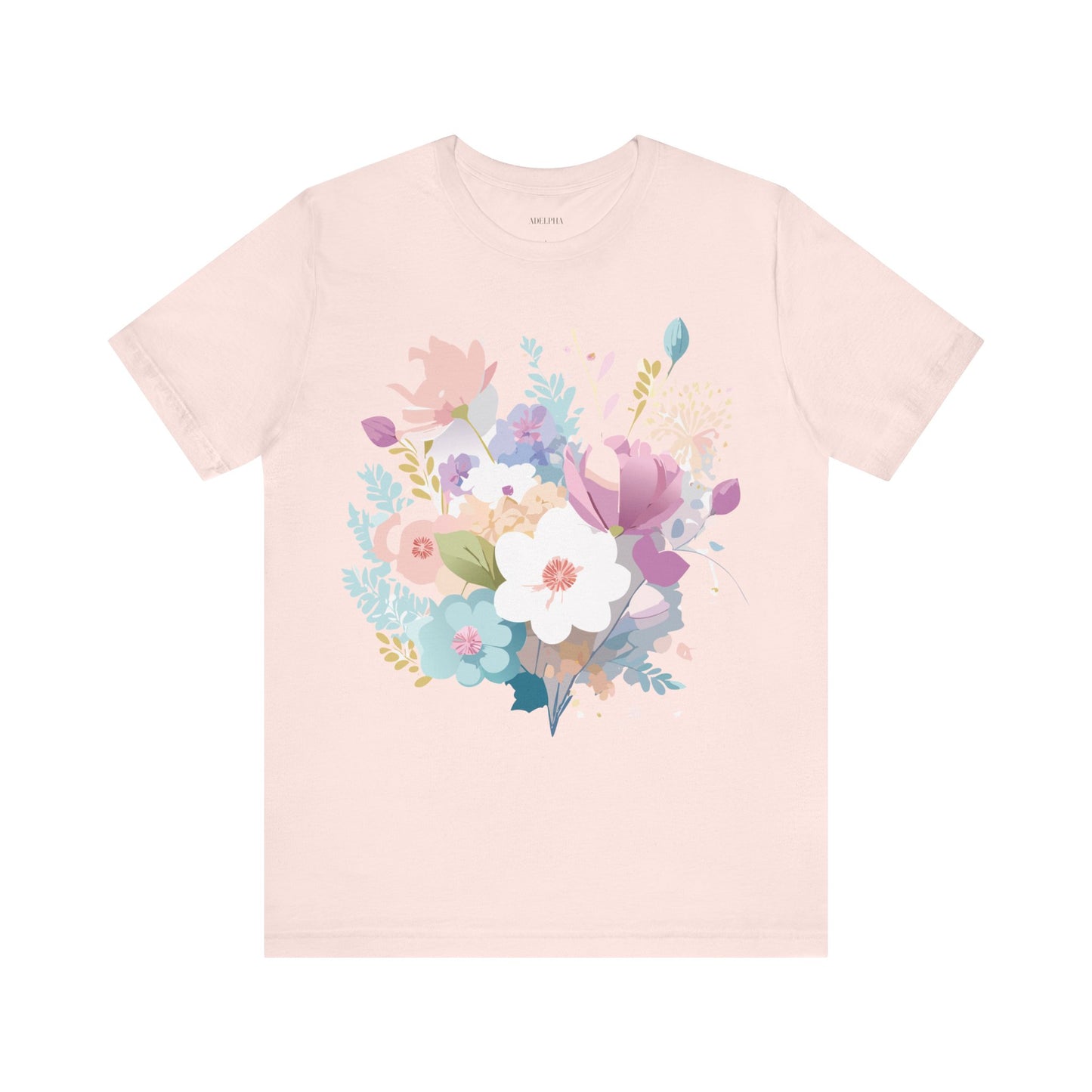 Natural Cotton Tee Shirt with Flowers