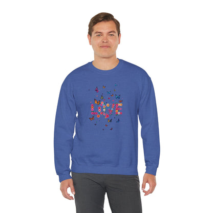Unisex Floral Love Butterfly Sweatshirt 50 50 Cotton Poly Valentines Day