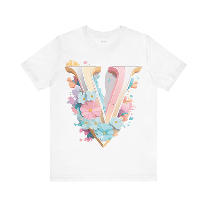 Natural Cotton Tee Shirt - Letters Collection - V Printify