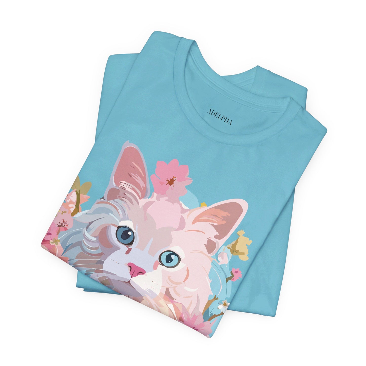 Natural Cotton Tee Shirt with Cat