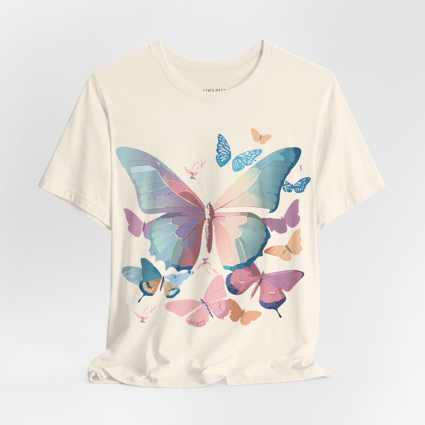 Natural Cotton Tee Shirt with Butterfly