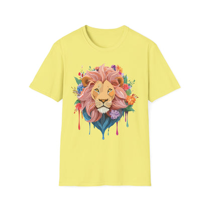 Lion Shirt Unisex Floral Lion Tee Animal Print Softstyle Tee