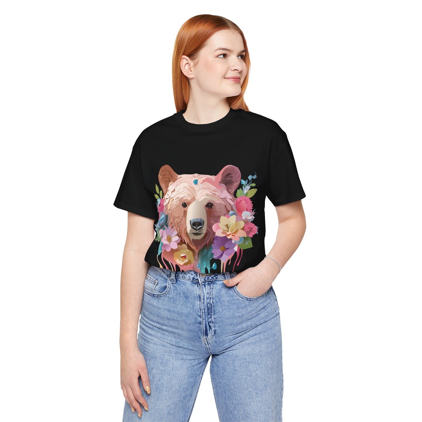 Natural Cotton Tee Shirt with Bear