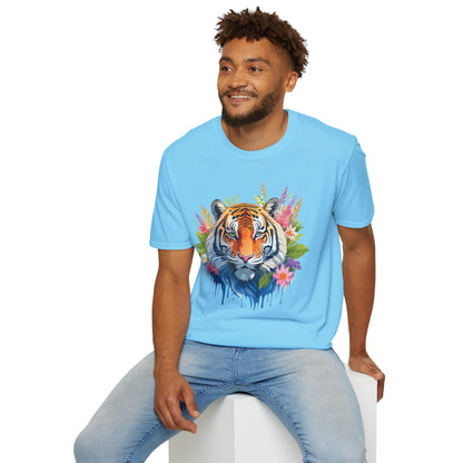 Tiger Print Unisex Gildan Softstyle Tee 64000 100 Percent Ring Spun Cotton