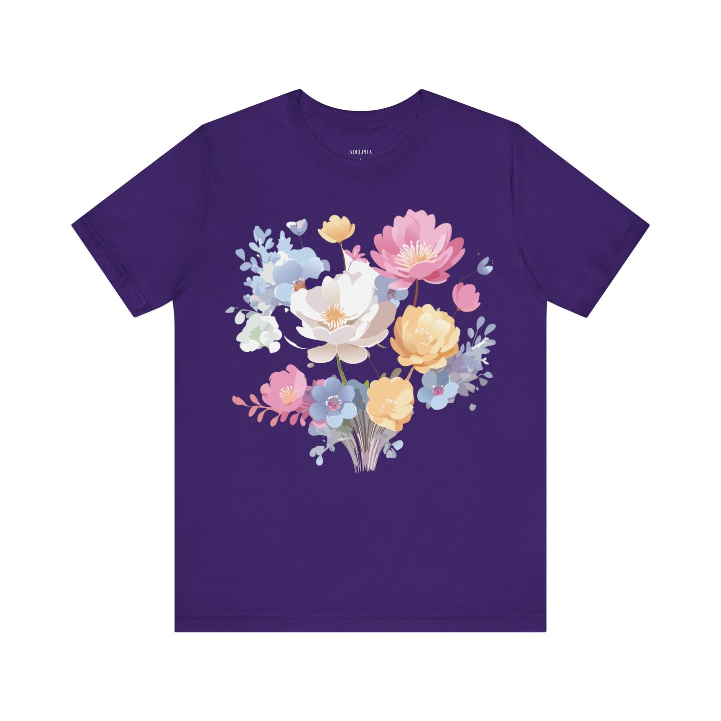 Natural Cotton Tee Shirt with Flowers