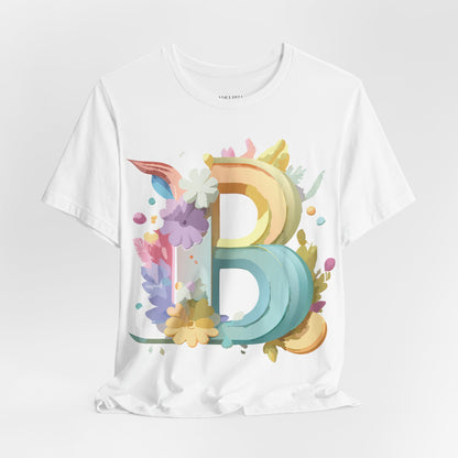 Natural Cotton Tee Shirt - Letters Collection - B Printify