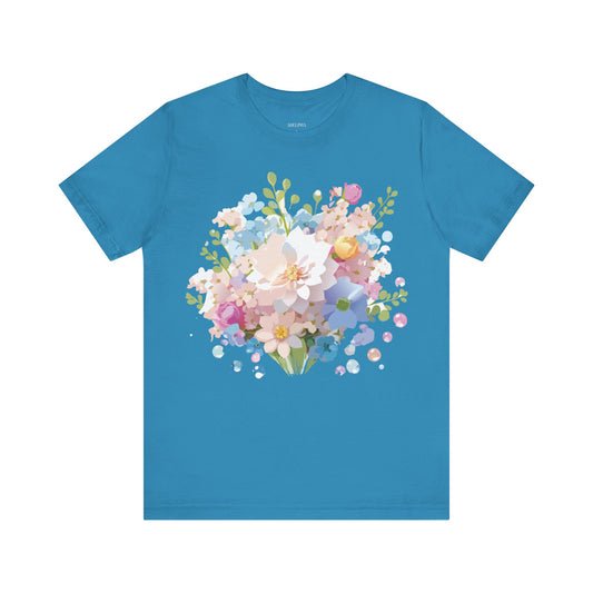 T-Shirt aus natürlicher Baumwolle mit Blumen