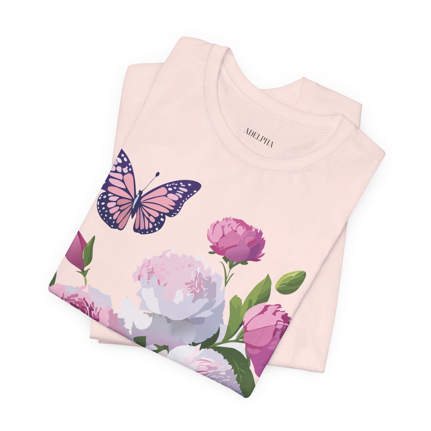 Natural Cotton Tee Shirt with Flowers