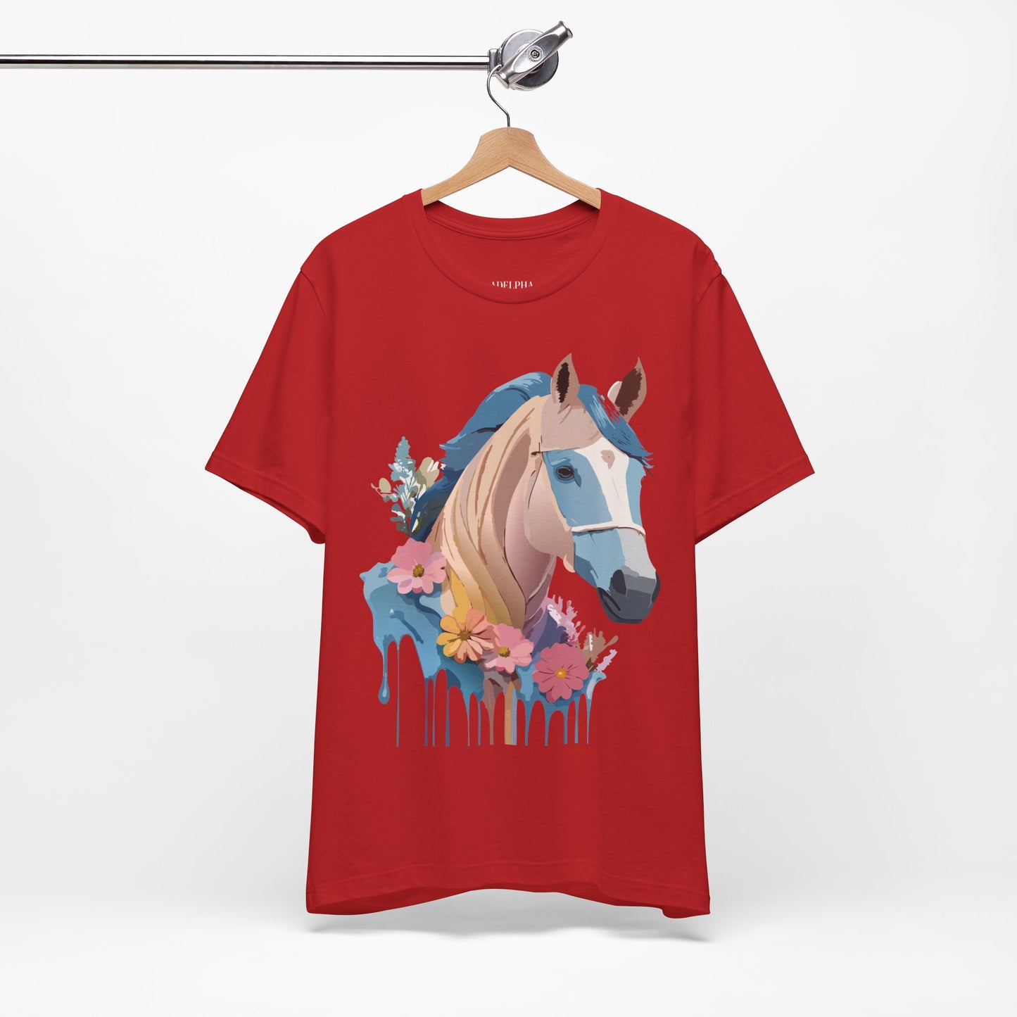 Natural Cotton Tee Shirt with Horse