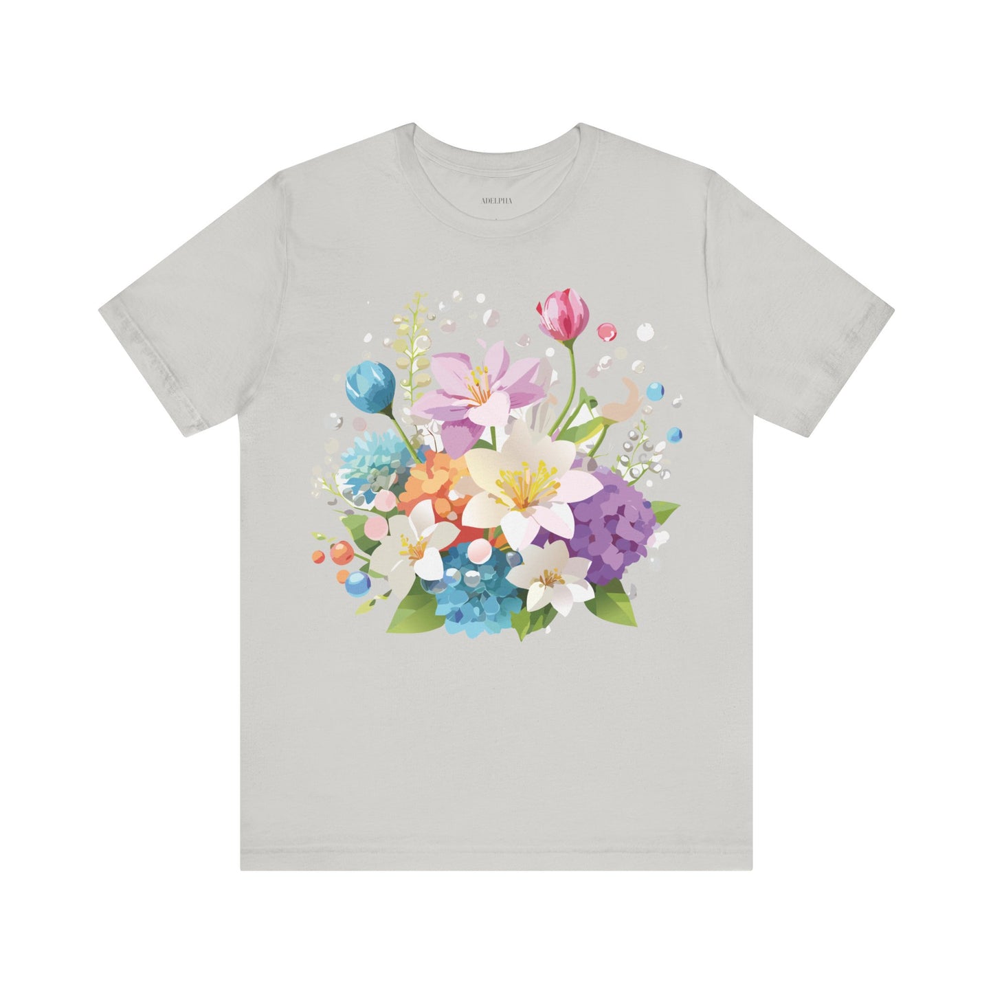 Natural Cotton Tee Shirt with Flowers