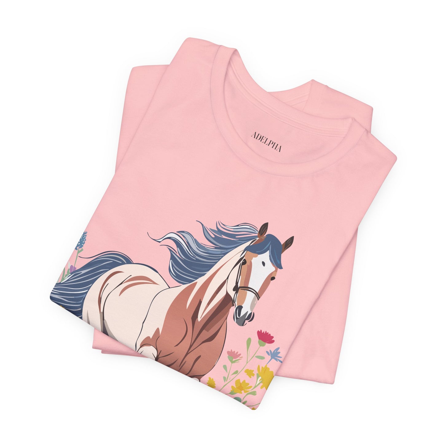 Natural Cotton Tee Shirt with Horse