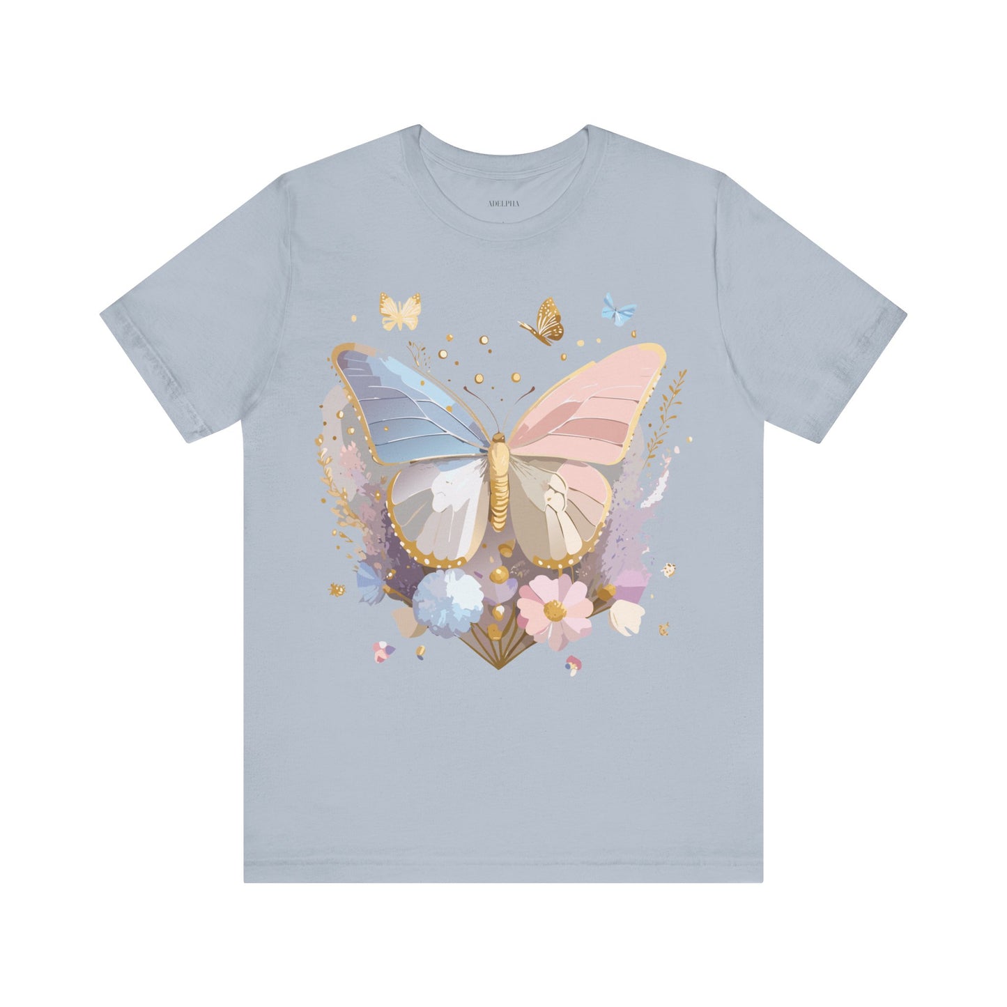 Natural Cotton Tee Shirt with Butterfly