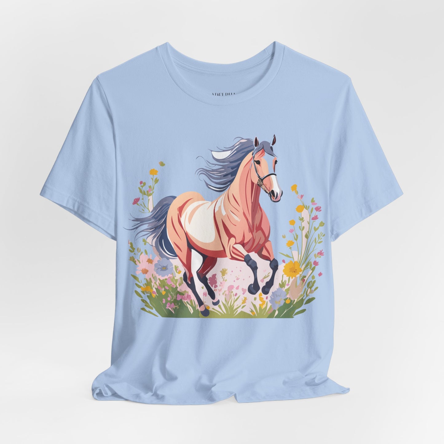 Natural Cotton Tee Shirt with Horse