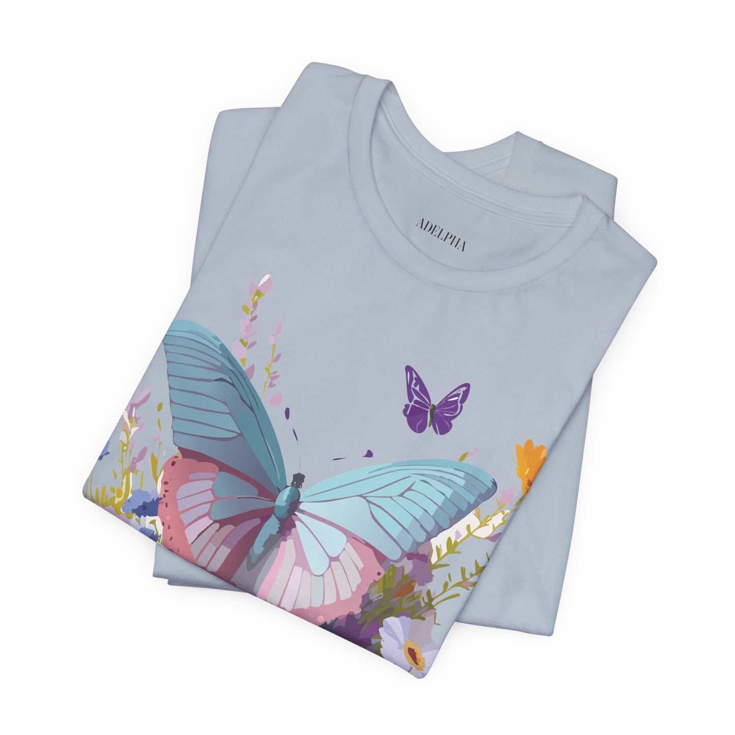 Natural Cotton Tee Shirt with Butterfly