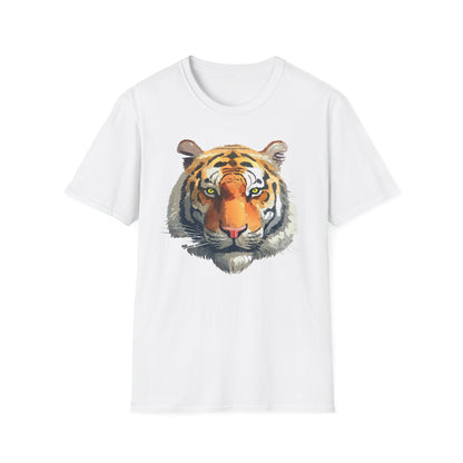 Tiger Print T Shirt Unisex Animal Tee 100 Percent Cotton Softstyle Gildan 64000