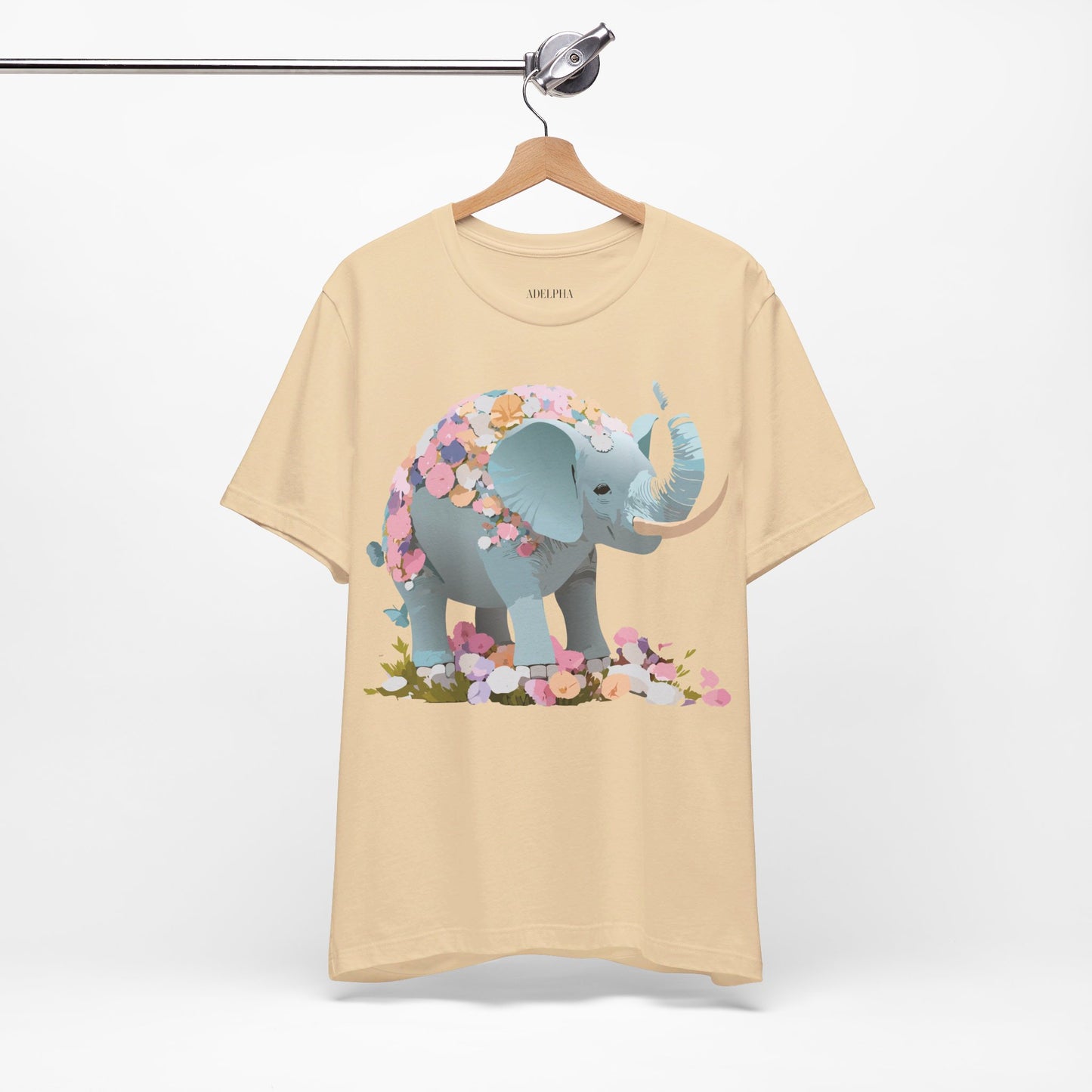 T-shirt en coton naturel avec motif éléphant