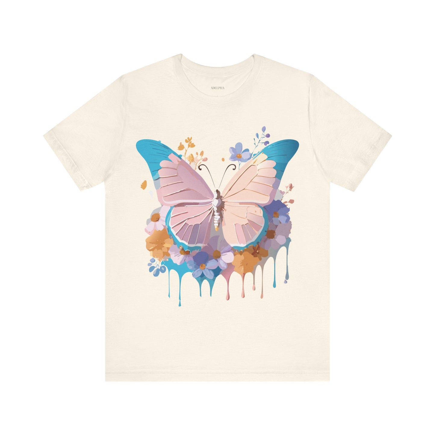 Natural Cotton Tee Shirt with Butterfly