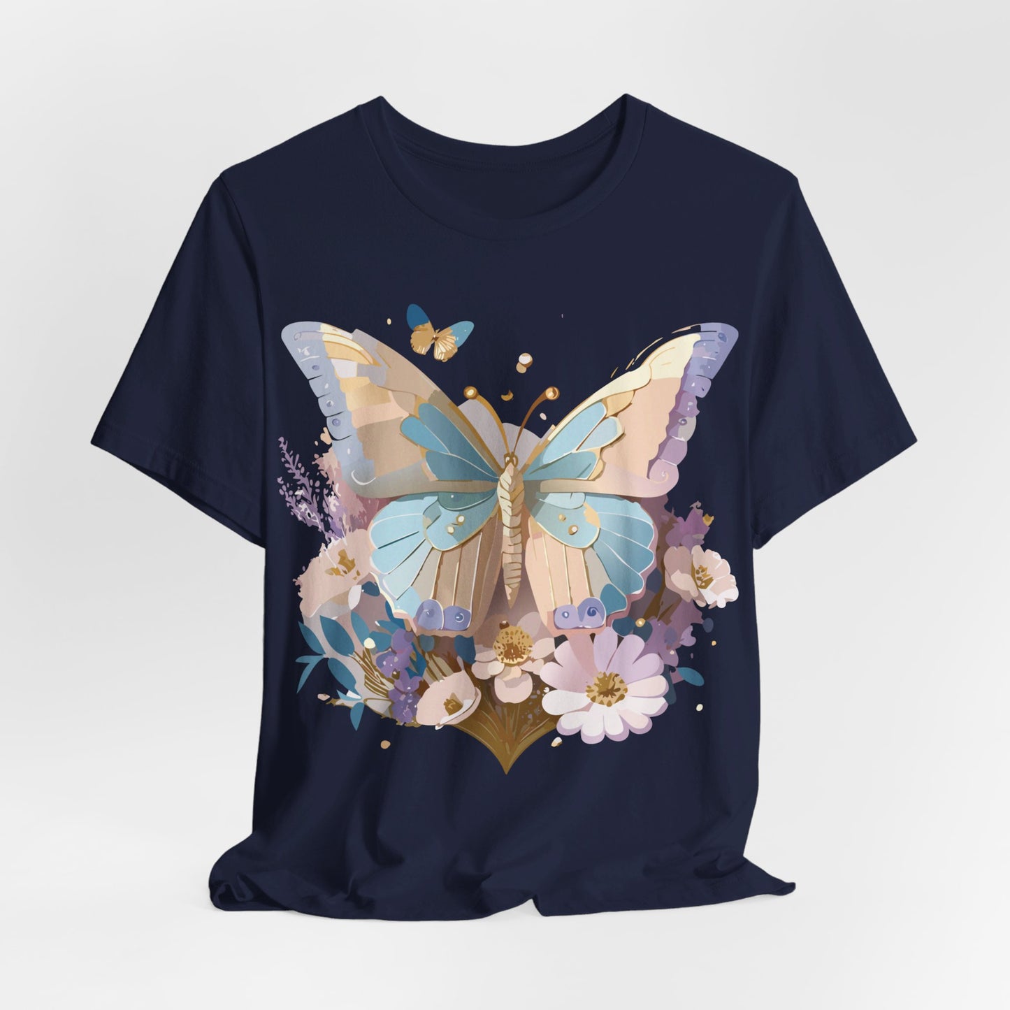 Natural Cotton Tee Shirt with Butterfly