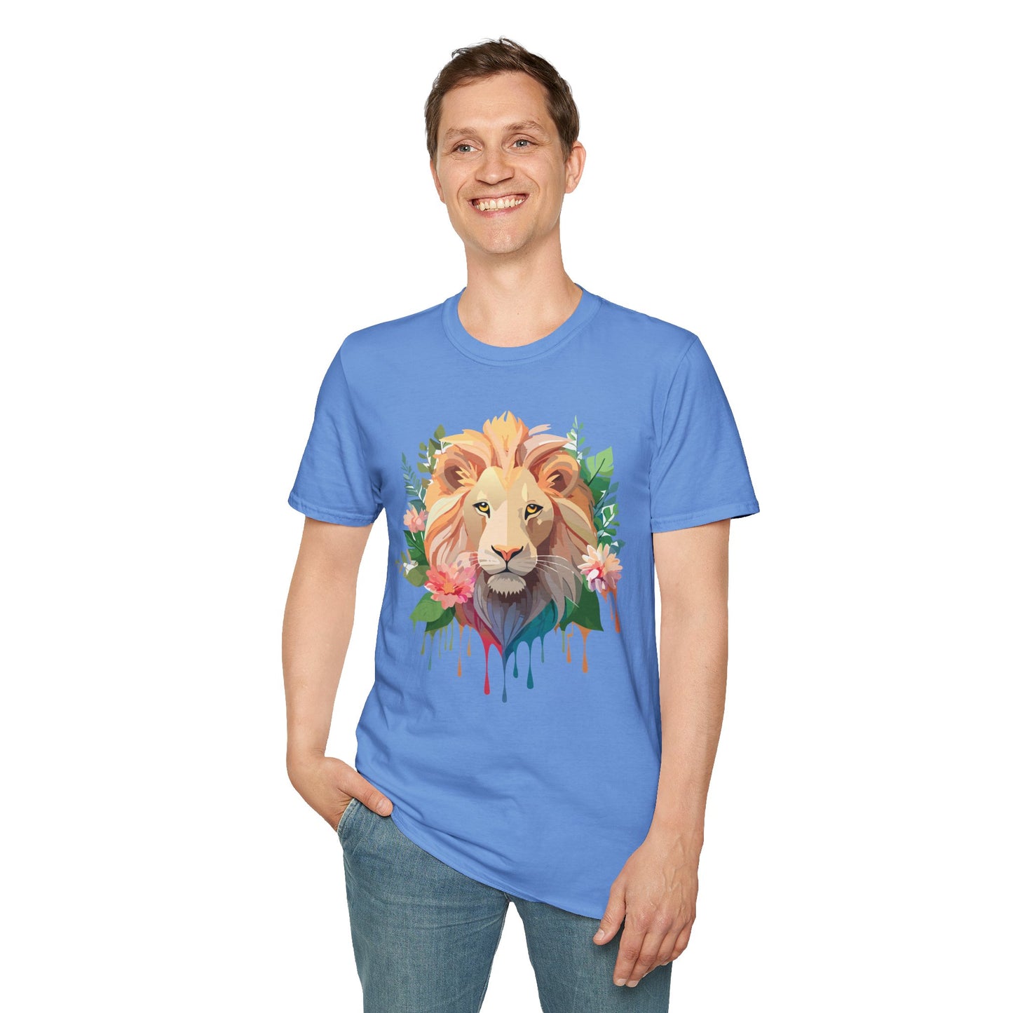 Lion Shirt, Shirt with Lion, Floral Lion Tee, Shirt with Animals