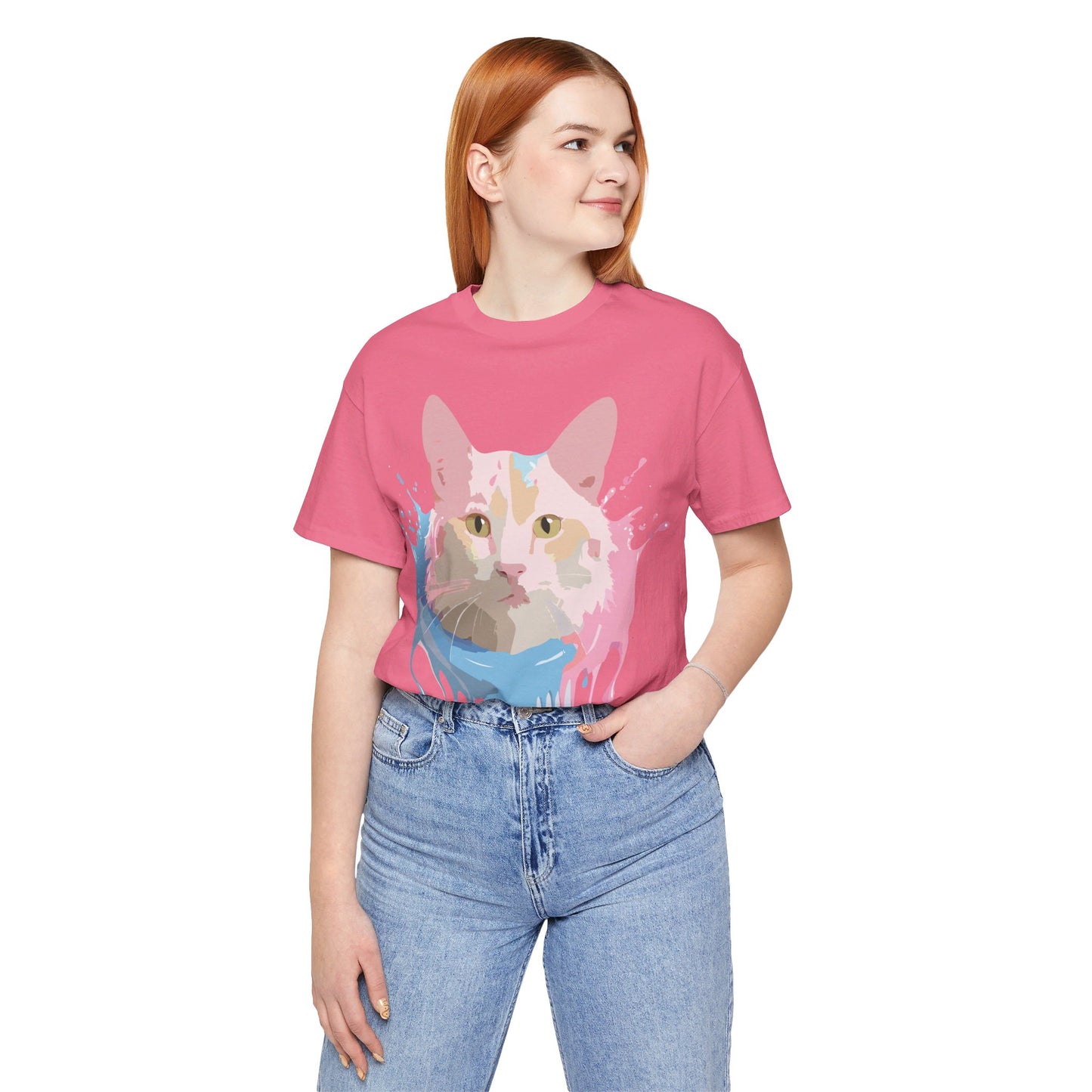 Natural Cotton Tee Shirt with Cat