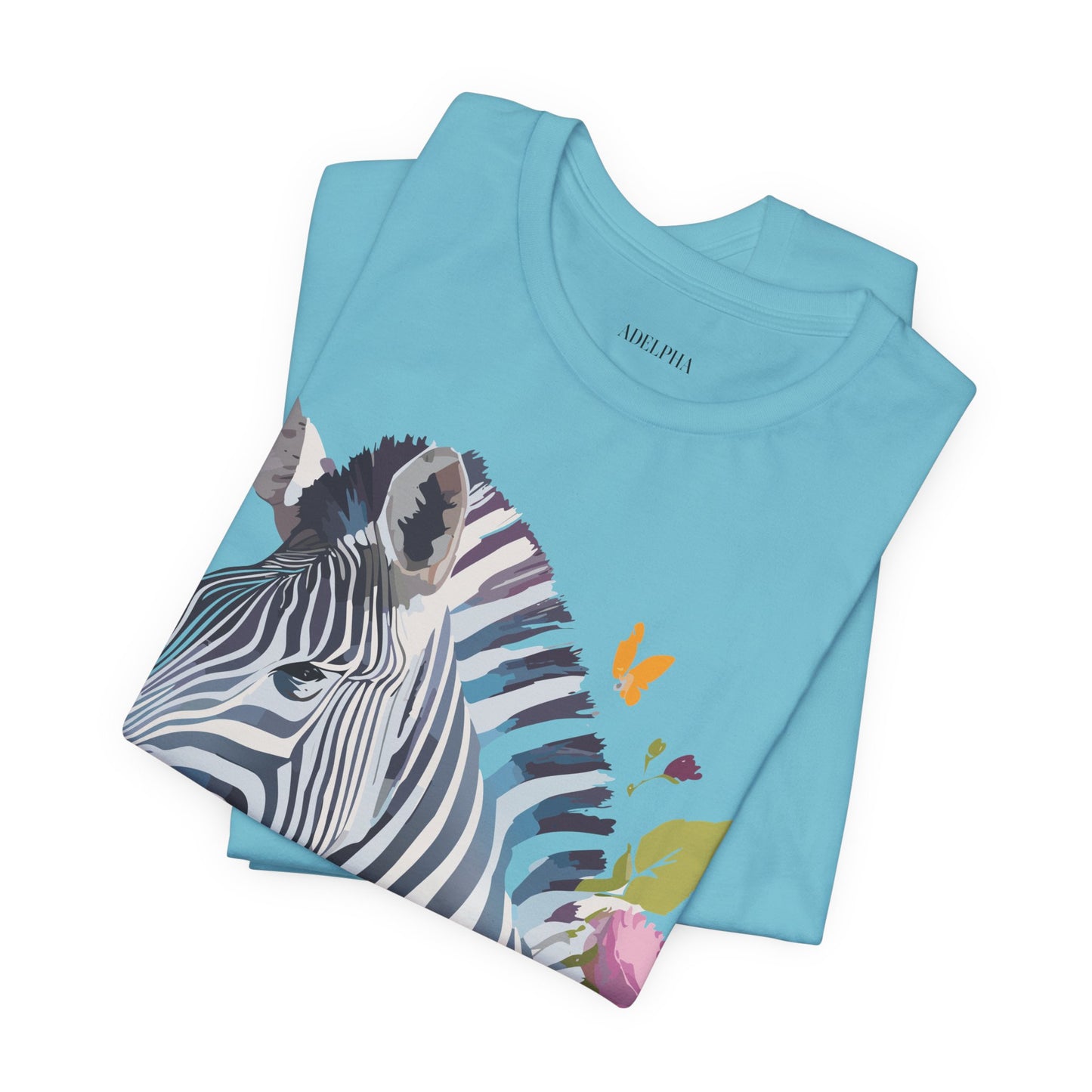 Natural Cotton Tee Shirt with Zebra