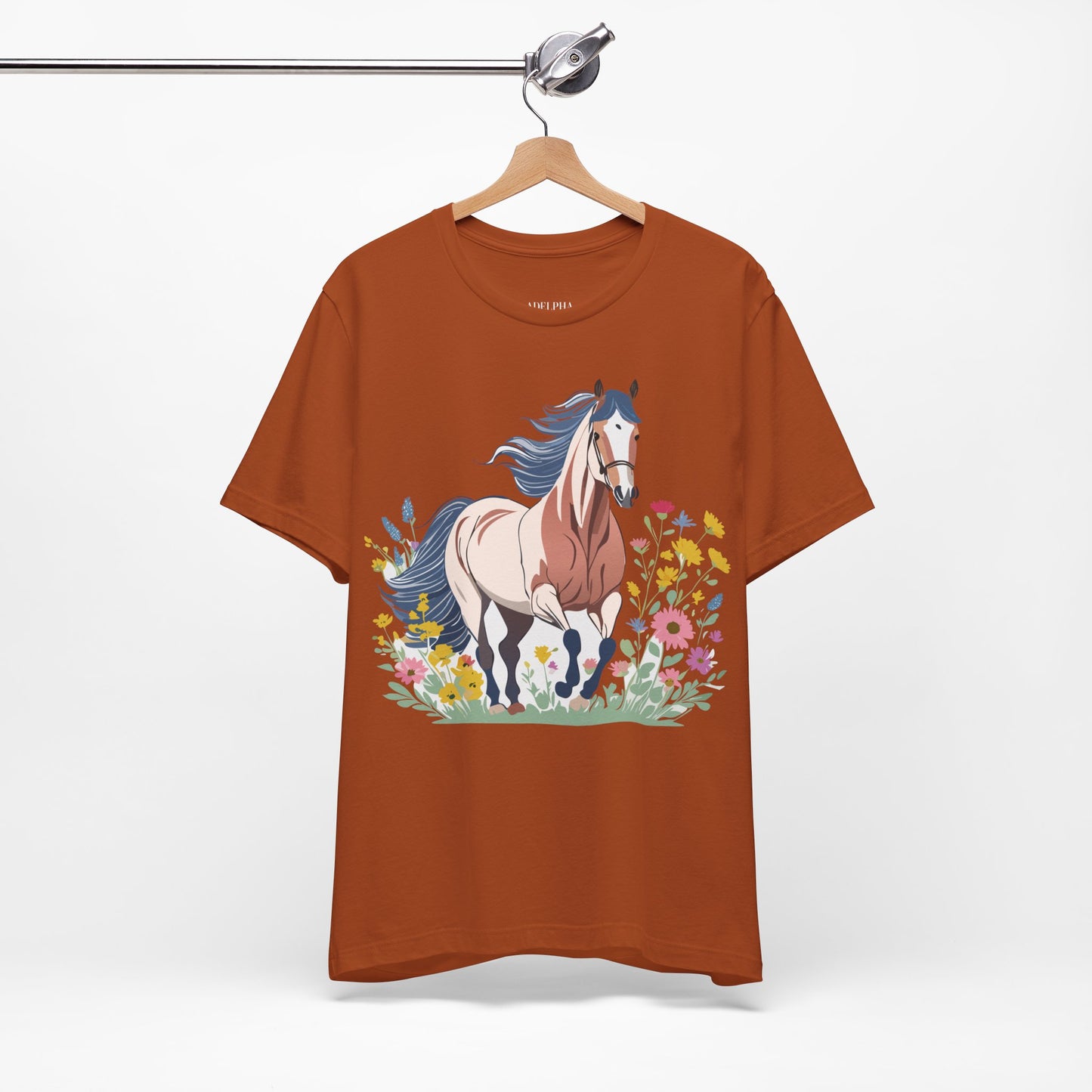 Natural Cotton Tee Shirt with Horse