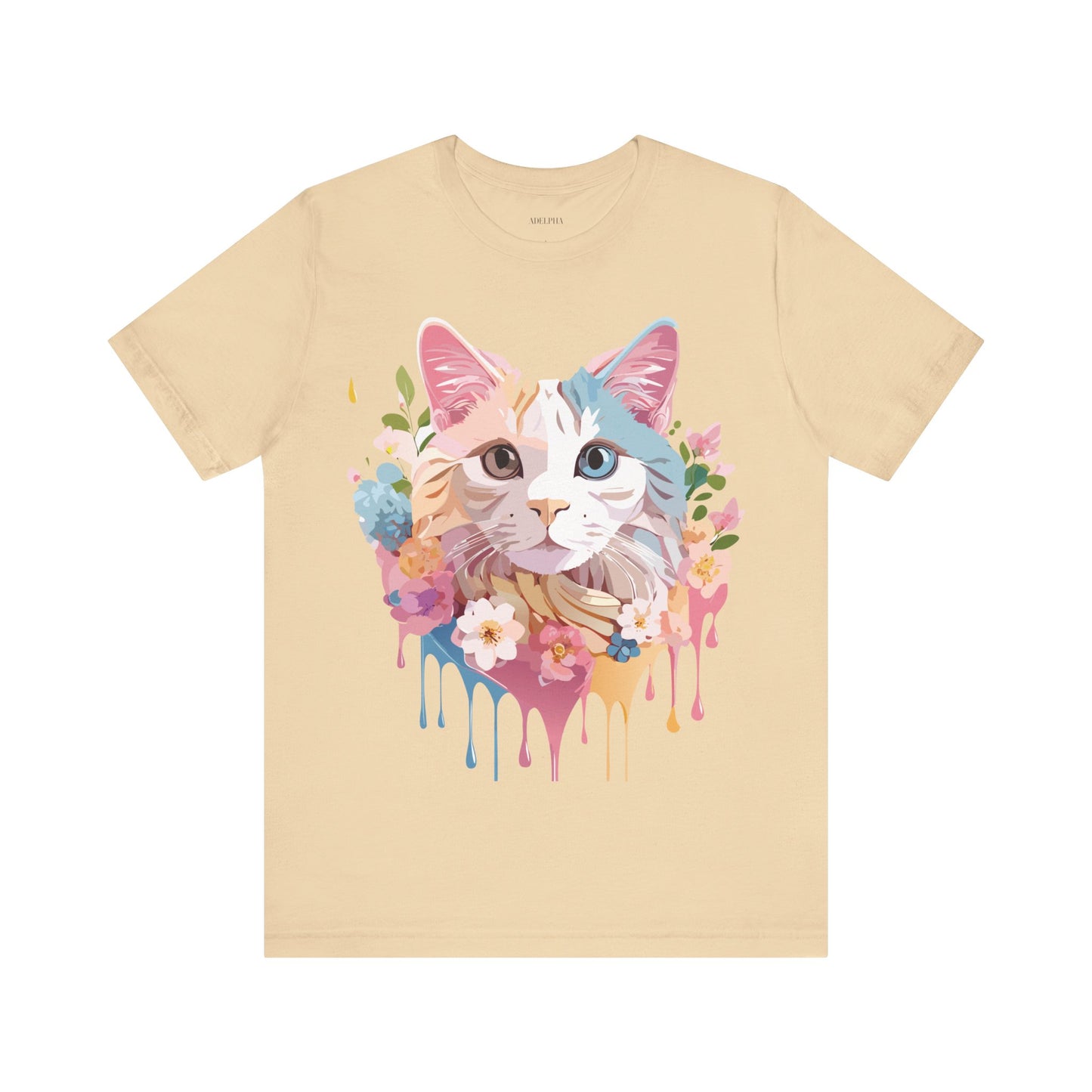 Natural Cotton Tee Shirt with Cat