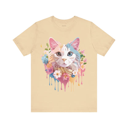 Natural Cotton Tee Shirt with Cat Printify