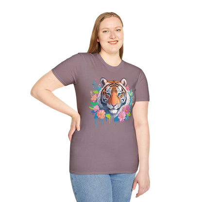 Tiger Themed Unisex Cotton Short Sleeve T Shirt Animal Print Tee
