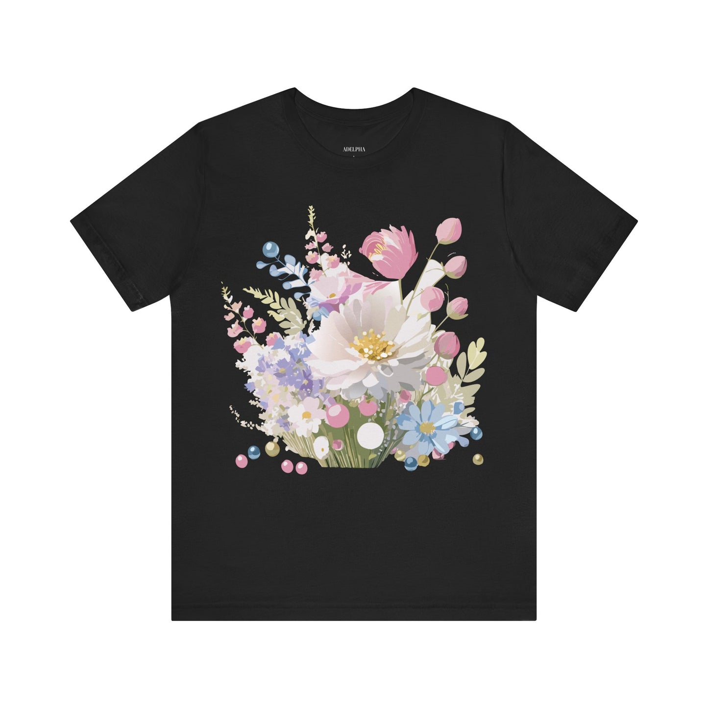 Natural Cotton Tee Shirt with Flowers