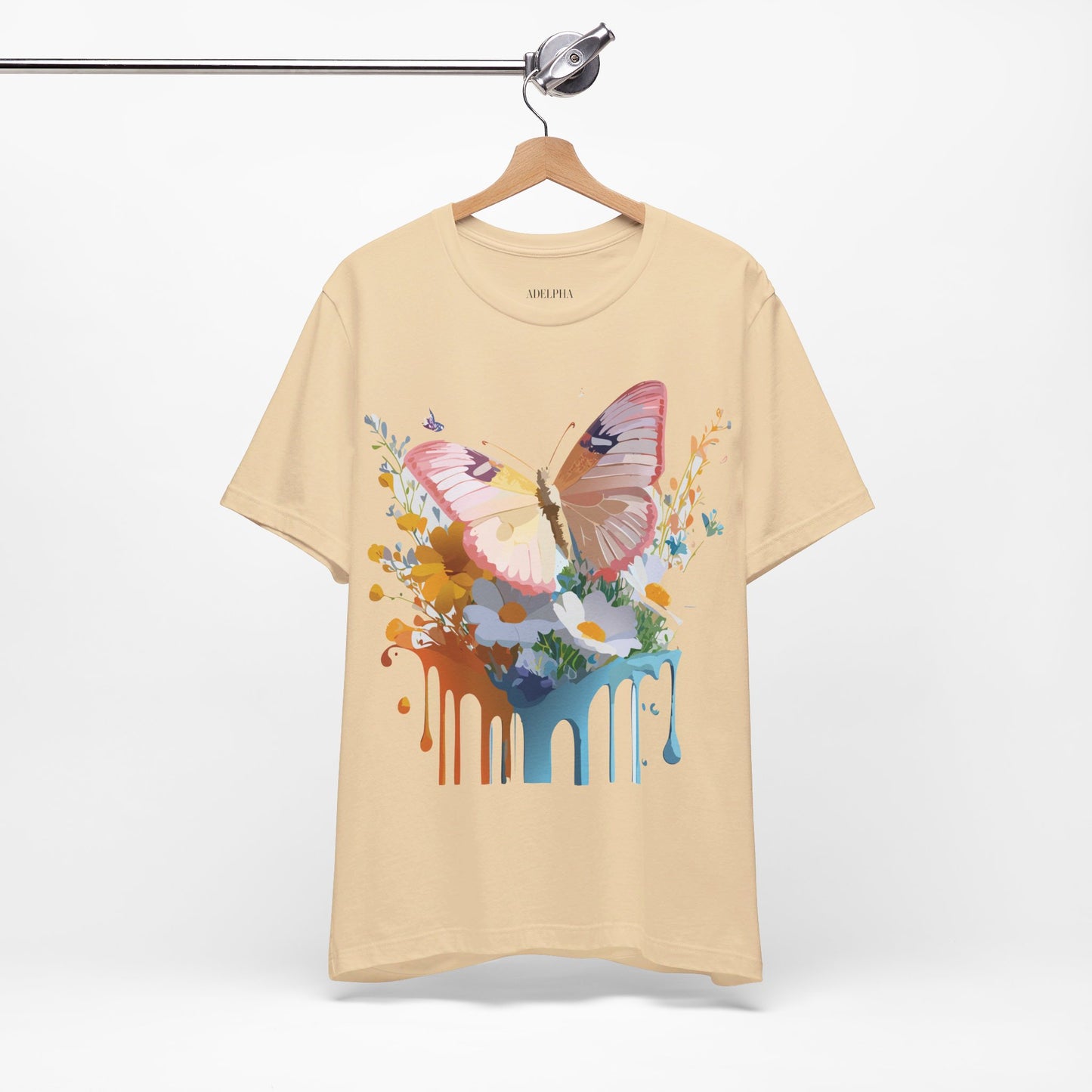 Natural Cotton Tee Shirt with Butterfly